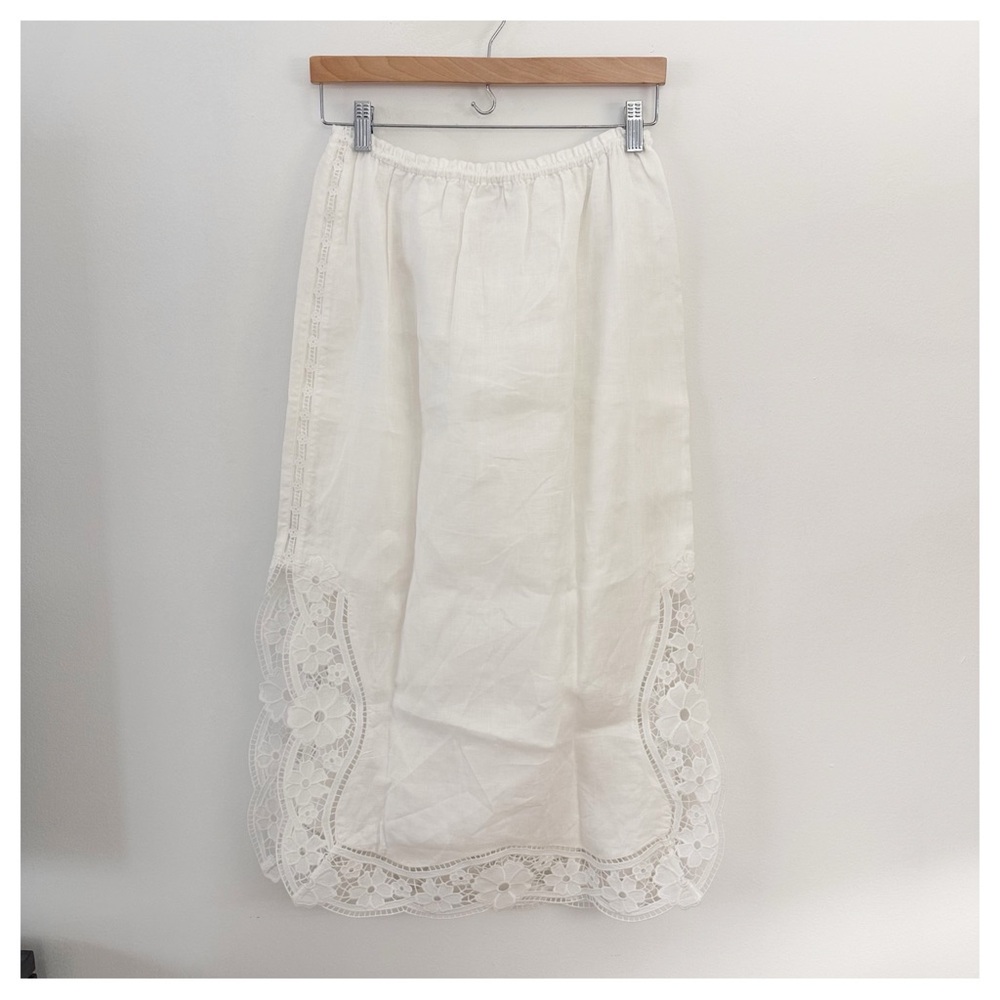 Zimmermann HALCYON BRODERIE maxi SKIRT white linen embroidered bottom size 0 - Picture 2 of 4